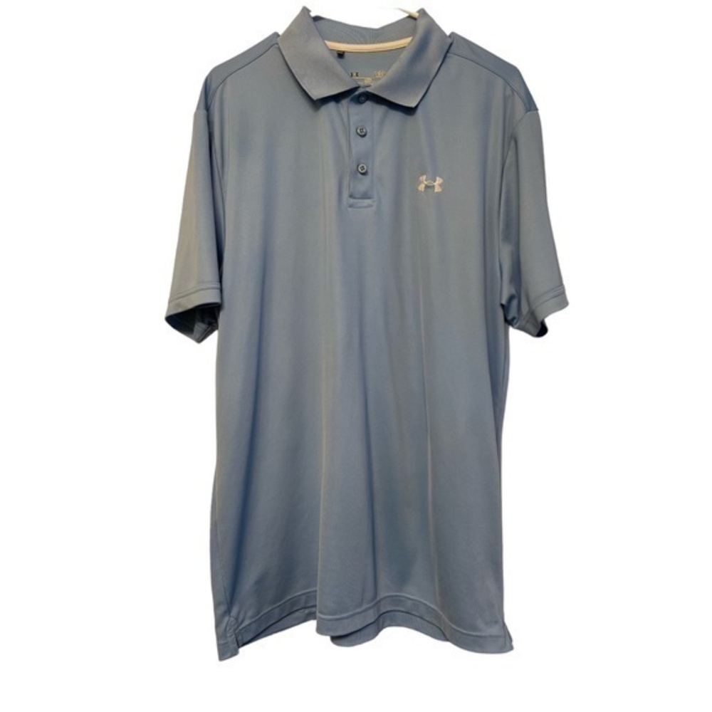 Under Armour UA Loose Heatgear Polo Golf Shirt Light Blue Size Large EUC #1468